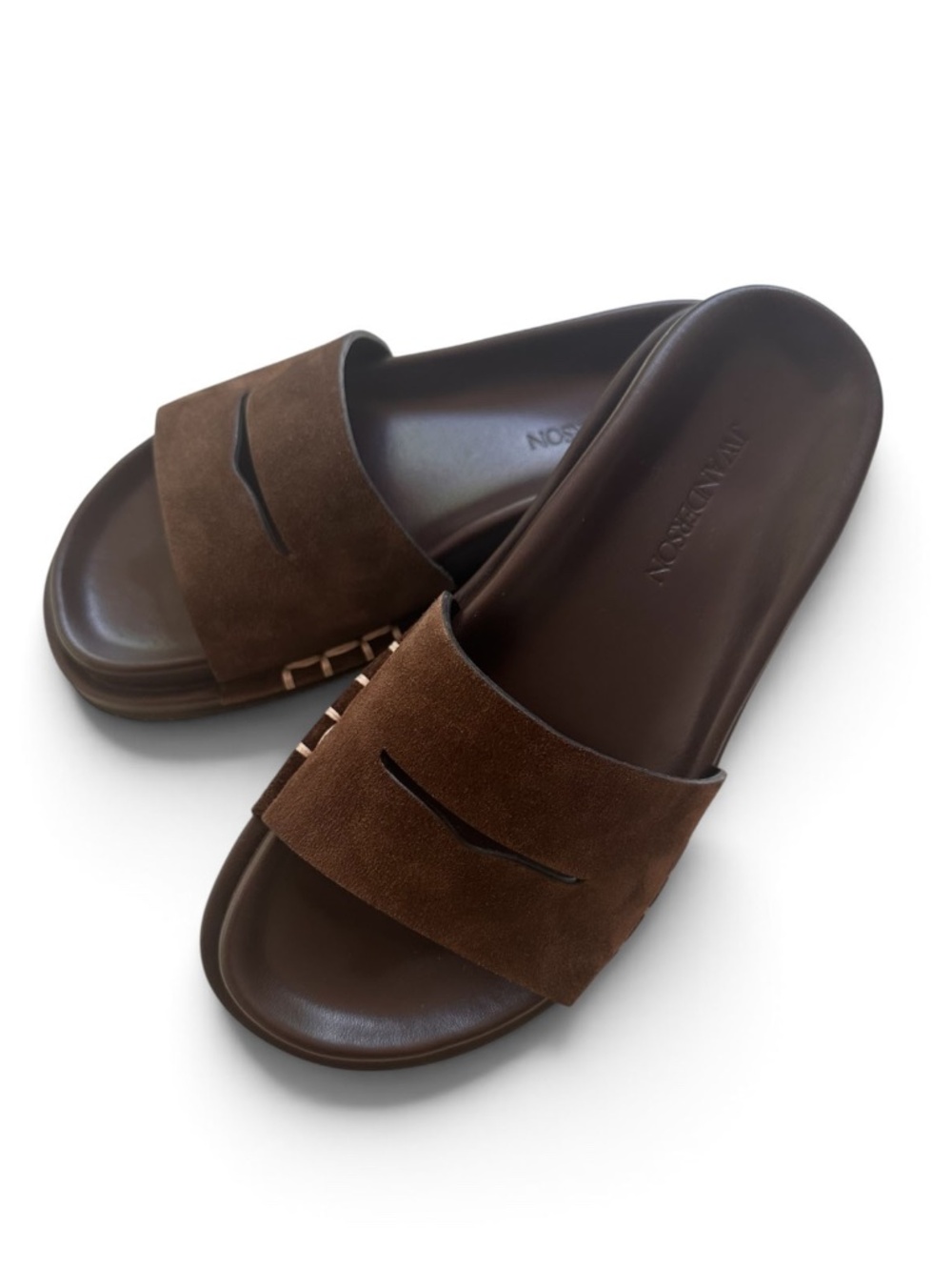 JW ANDERSON Fussbett suede slides - Brown